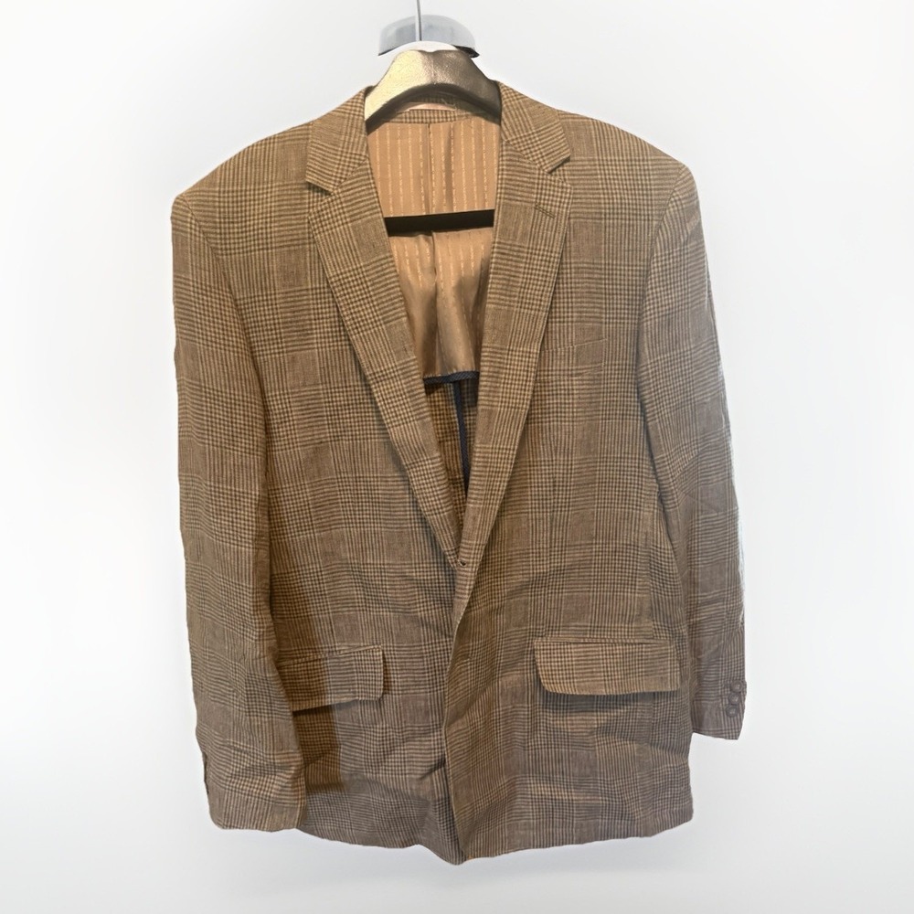 Martin Gordon Linen Sport Coat Blazer Jacket‎ Men's Large Brown Tan